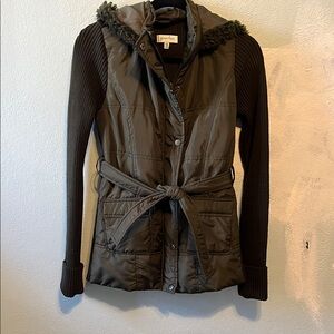 Mixed media jacket—Dark Olive green
